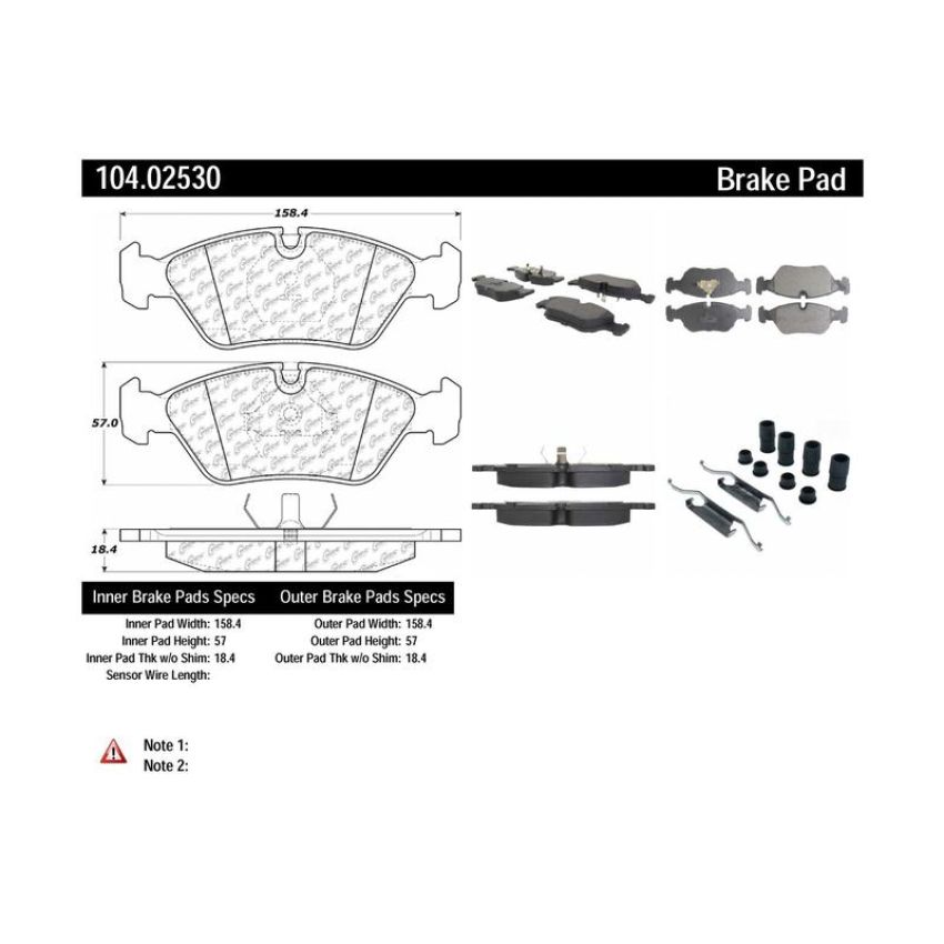 CENTRIC PARTS 104.02530 Posi Quiet Semi-Metallic Brake Pads with Hardware