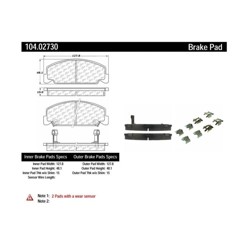 CENTRIC PARTS 104.02730 Posi Quiet Semi-Metallic Brake Pads with Hardware