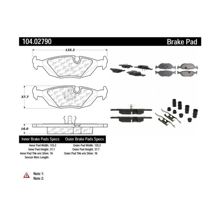 CENTRIC PARTS 104.02790 Posi Quiet Semi-Metallic Brake Pads with Hardware