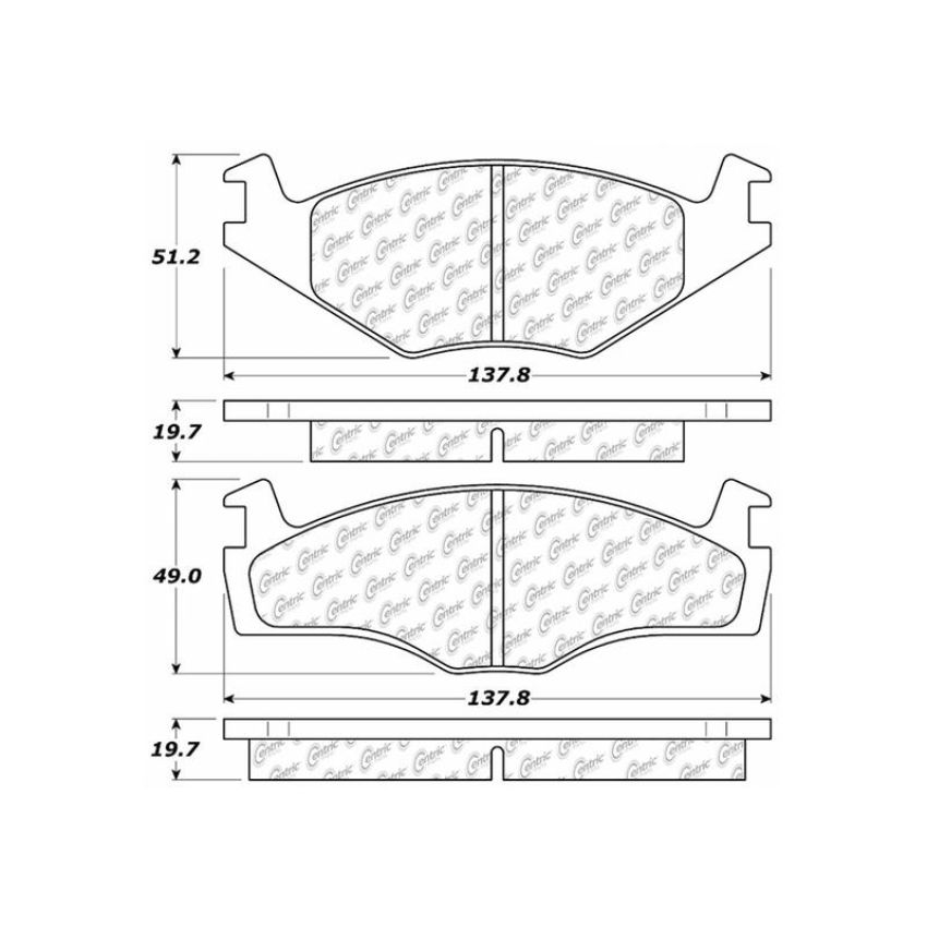 CENTRIC PARTS 104.02800 Posi Quiet Semi-Metallic Brake Pads with Hardware