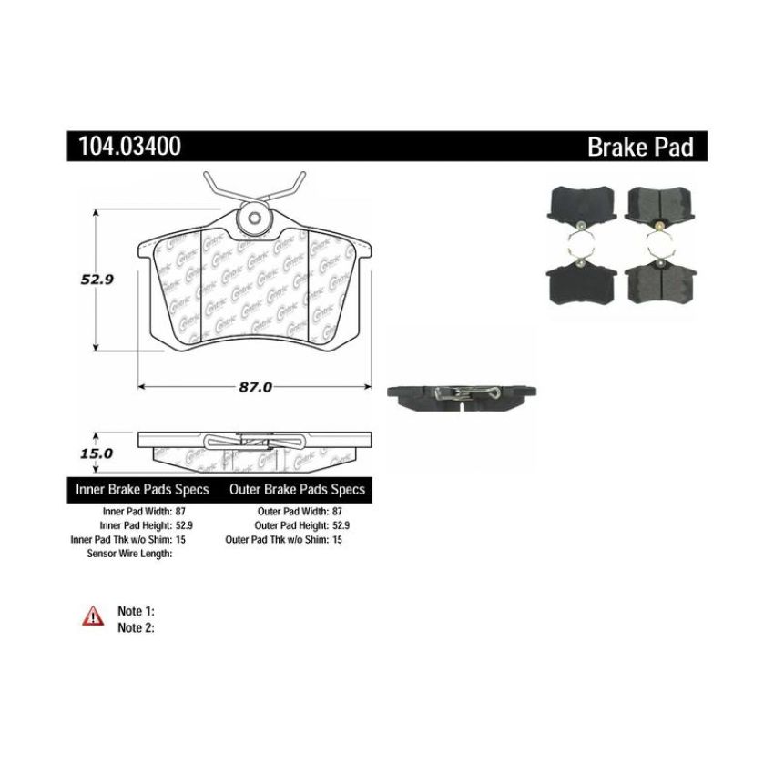 CENTRIC PARTS 104.03400 Posi Quiet Semi-Metallic Brake Pads