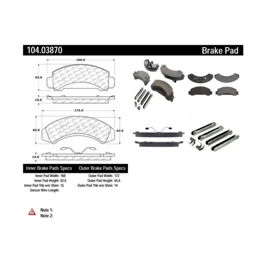 CENTRIC PARTS 104.03870 Posi Quiet Semi-Metallic Brake Pads with Hardware