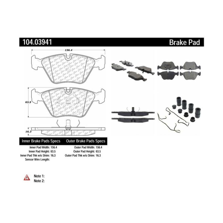 CENTRIC PARTS 104.03941 Posi Quiet Semi-Metallic Brake Pads with Hardware
