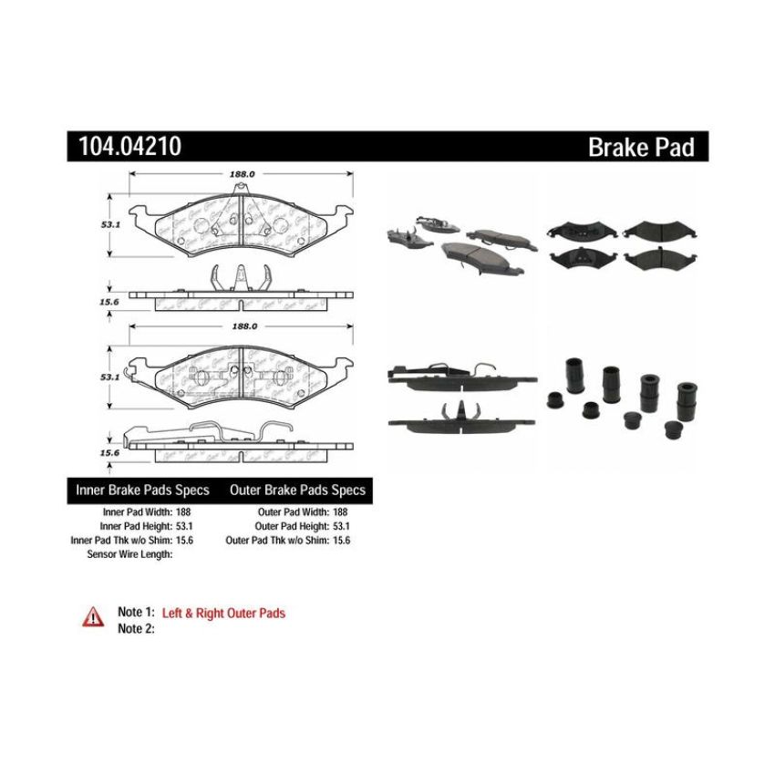 CENTRIC PARTS 104.04210 Posi Quiet Semi-Metallic Brake Pads with Hardware