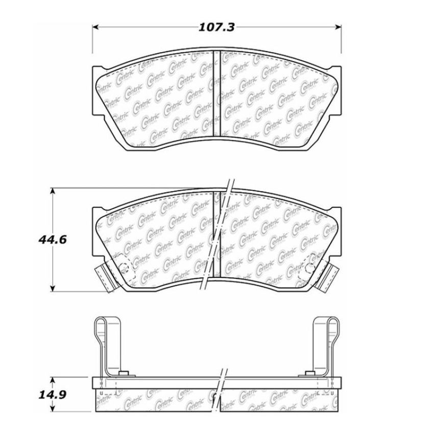 CENTRIC PARTS 104.04510 Posi Quiet Semi-Metallic Brake Pads with Hardware