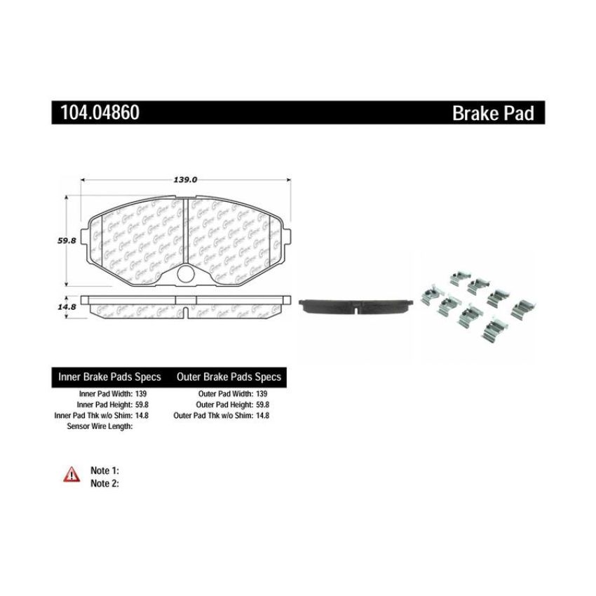 CENTRIC PARTS 104.04860 Posi Quiet Semi-Metallic Brake Pads with Hardware