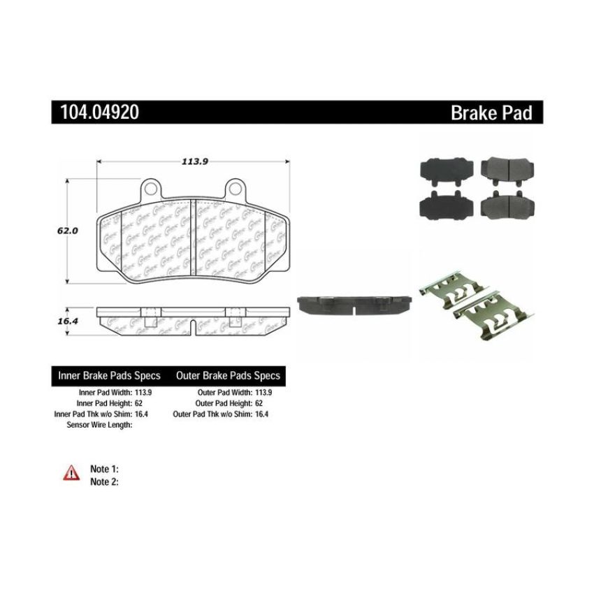 CENTRIC PARTS 104.04920 Posi Quiet Semi-Metallic Brake Pads with Hardware