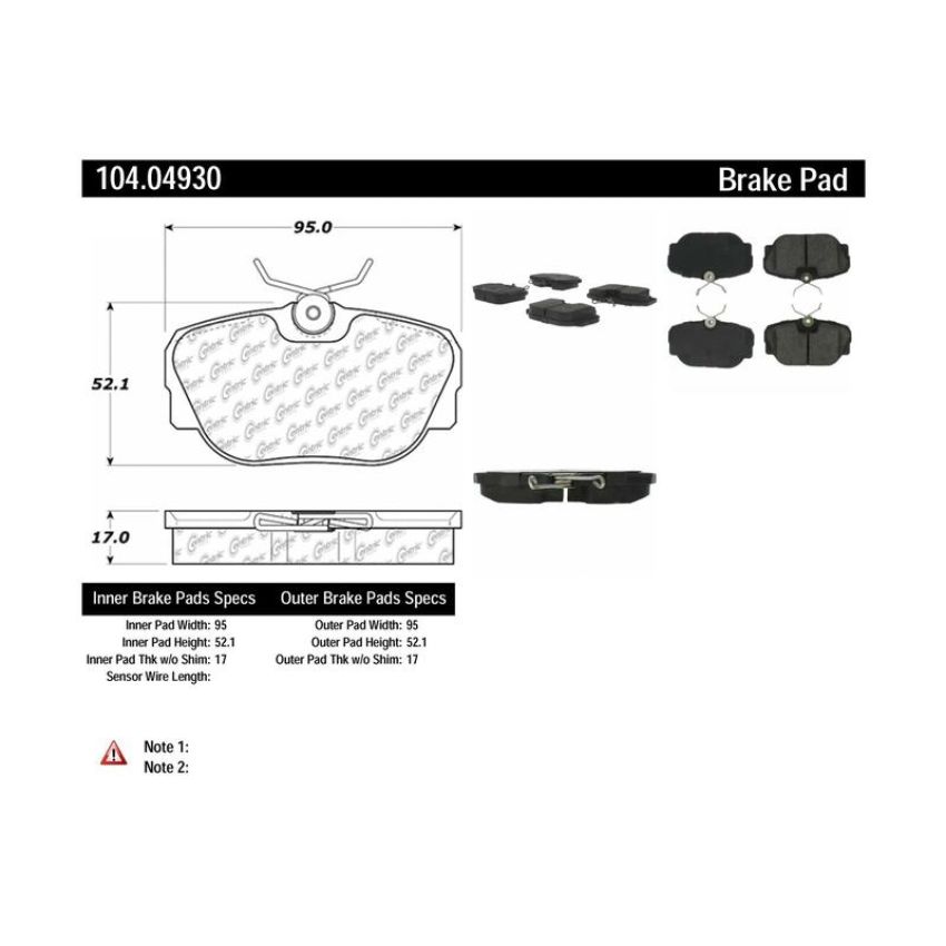 CENTRIC PARTS 104.04930 Posi Quiet Semi-Metallic Brake Pads