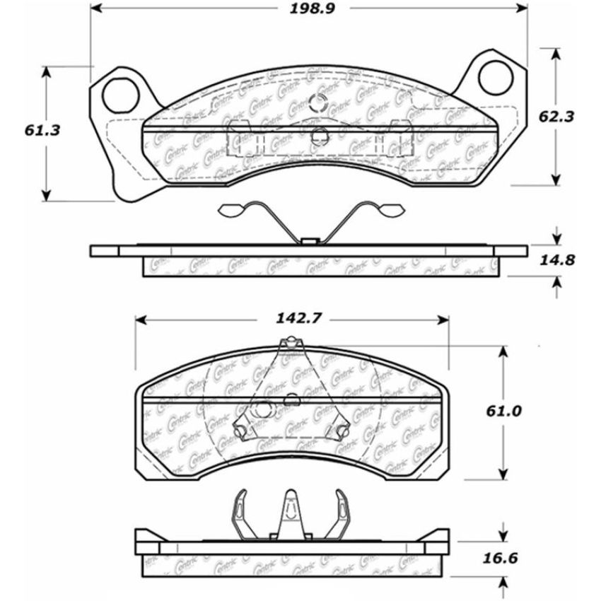 CENTRIC PARTS 104.04990 Posi Quiet Semi-Metallic Brake Pads with Hardware