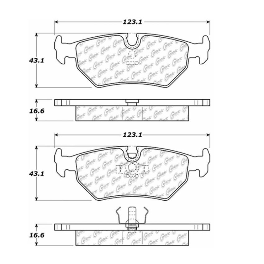 CENTRIC PARTS 104.05170 Posi Quiet Semi-Metallic Brake Pads with Hardware