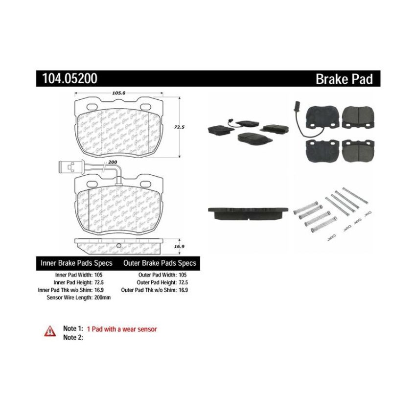 CENTRIC PARTS 104.05200 Posi Quiet Semi-Metallic Brake Pads with Hardware