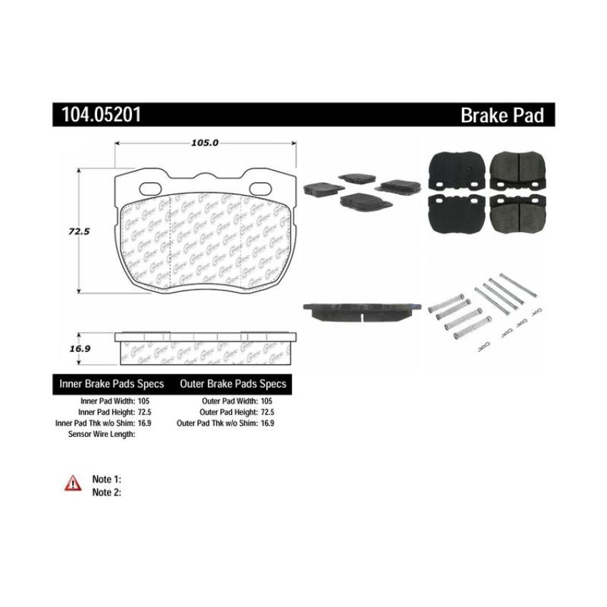 CENTRIC PARTS 104.05201 Posi Quiet Semi-Metallic Brake Pads with Hardware