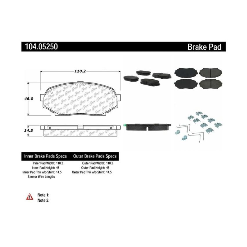 CENTRIC PARTS 104.05250 Posi Quiet Semi-Metallic Brake Pads with Hardware
