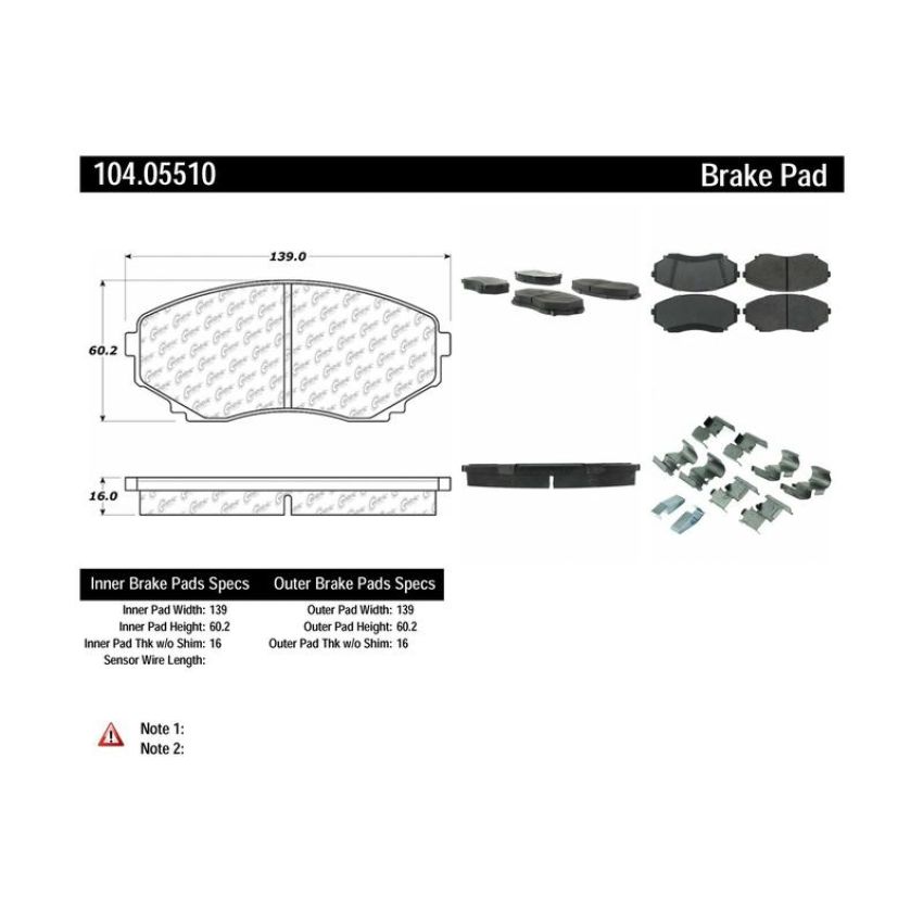 CENTRIC PARTS 104.05510 Posi Quiet Semi-Metallic Brake Pads with Hardware