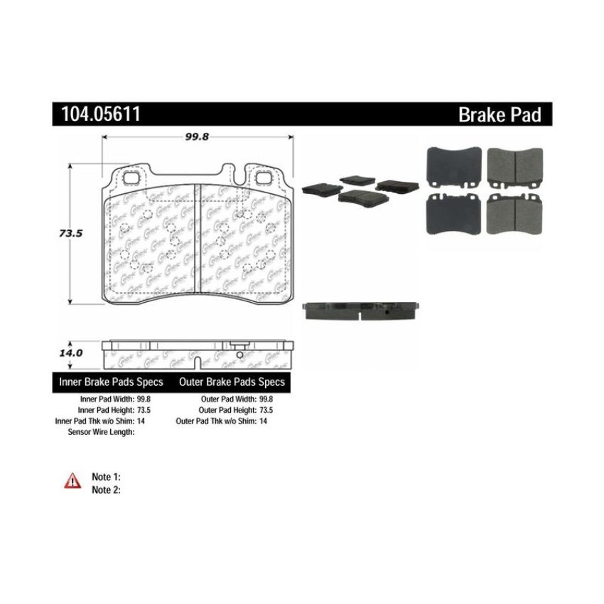 CENTRIC PARTS 104.05611 Posi Quiet Semi-Metallic Brake Pads with Hardware