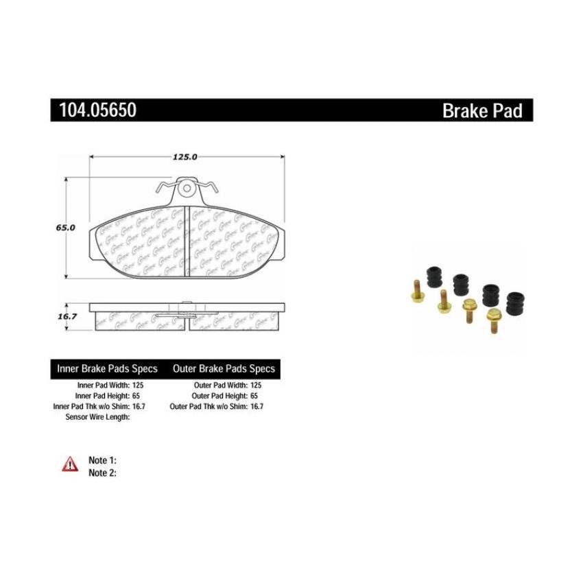CENTRIC PARTS 104.05650 Posi Quiet Semi-Metallic Brake Pads with Hardware