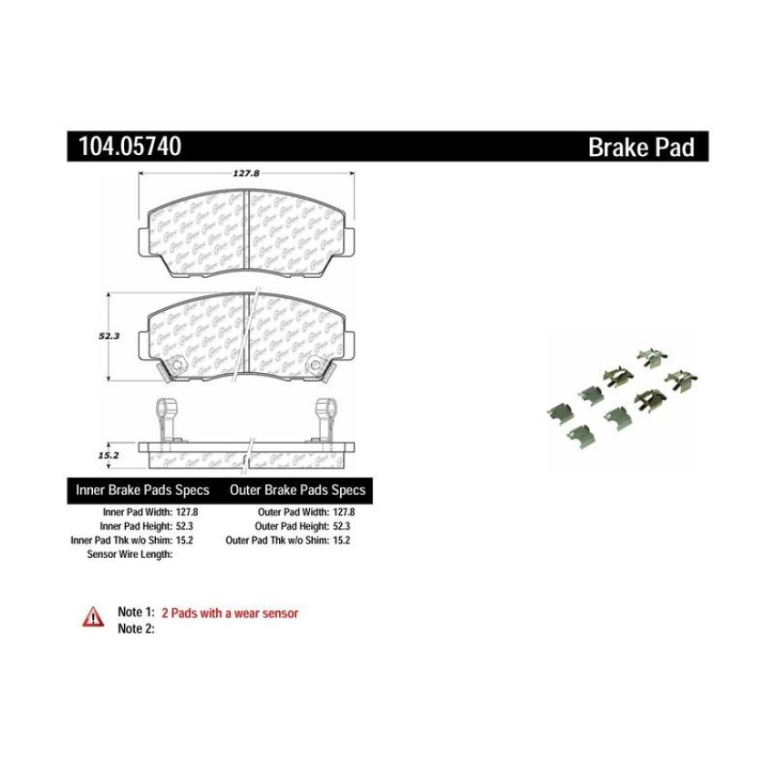 CENTRIC PARTS 104.05740 Posi Quiet Semi-Metallic Brake Pads with Hardware