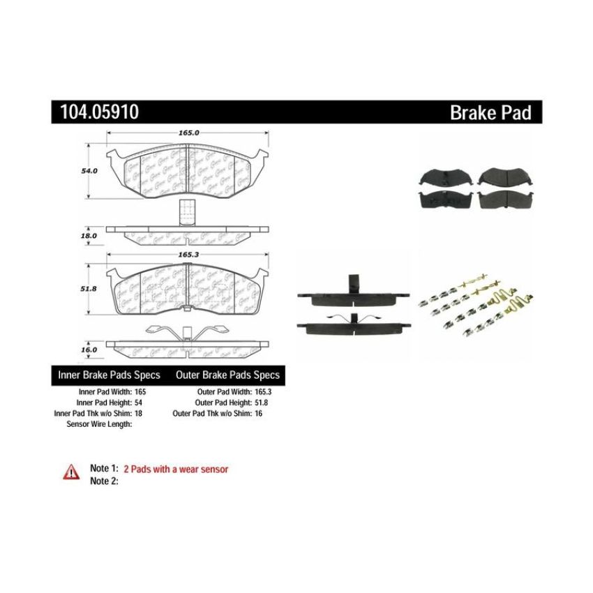 CENTRIC PARTS 104.05910 Posi Quiet Semi-Metallic Brake Pads with Hardware