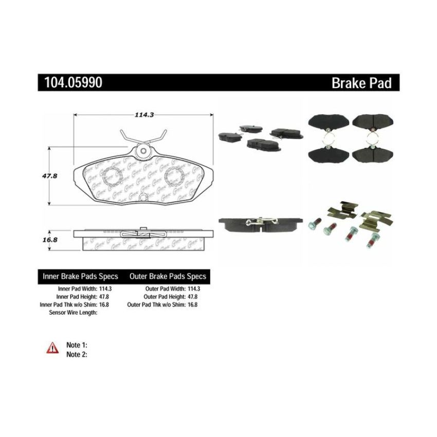 CENTRIC PARTS 104.05990 Posi Quiet Semi-Metallic Brake Pads with Hardware