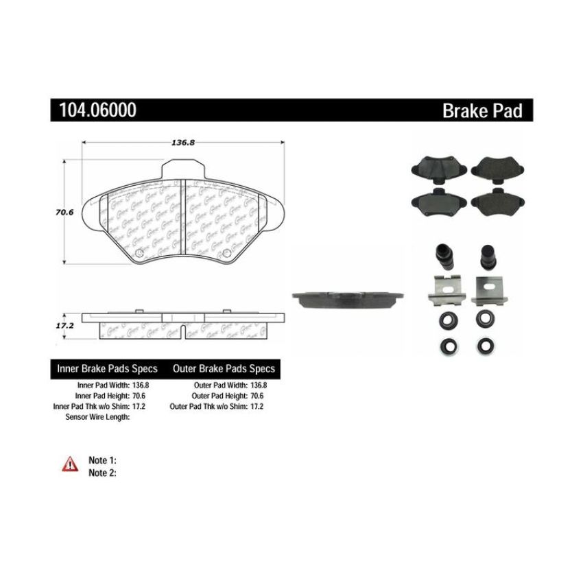 CENTRIC PARTS 104.06000 Posi Quiet Semi-Metallic Brake Pads with Hardware