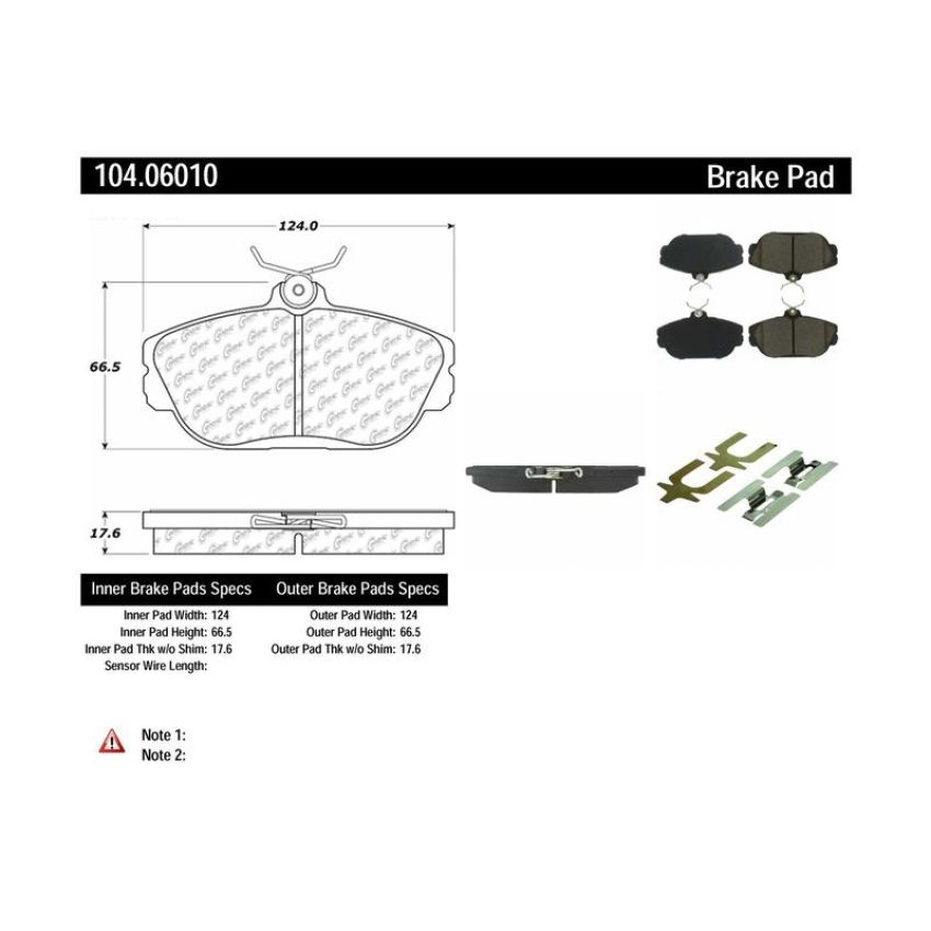 CENTRIC PARTS 104.06010 Posi Quiet Semi-Metallic Brake Pads with Hardware