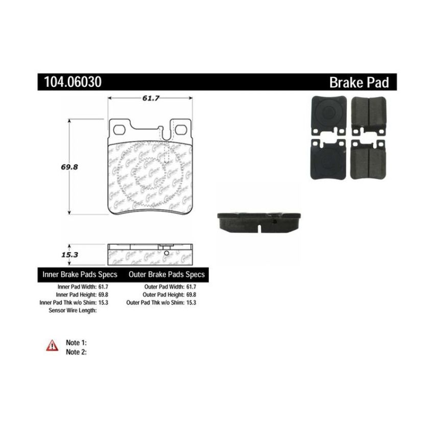 CENTRIC PARTS 104.06030 Posi Quiet Semi-Metallic Brake Pads
