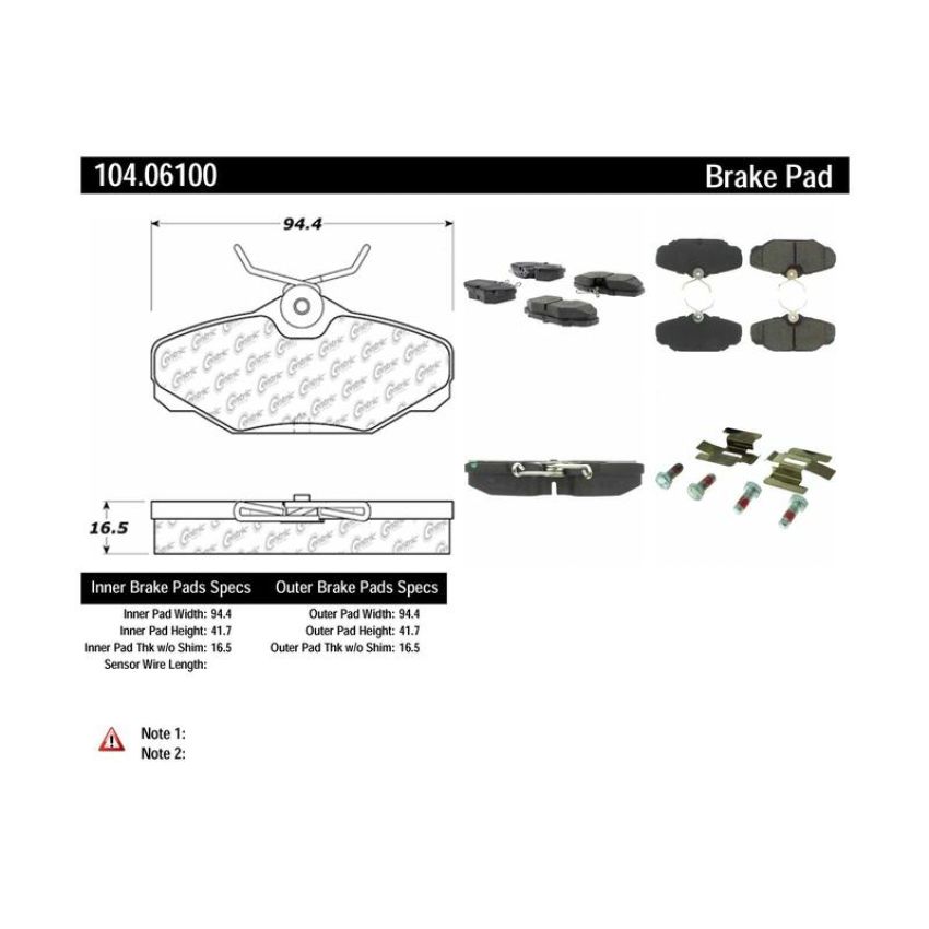 CENTRIC PARTS 104.06100 Posi Quiet Semi-Metallic Brake Pads with Hardware