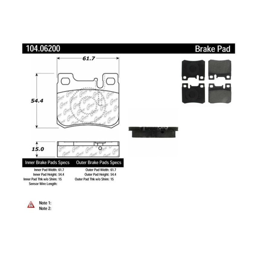 CENTRIC PARTS 104.06200 Posi Quiet Semi-Metallic Brake Pads with Hardware