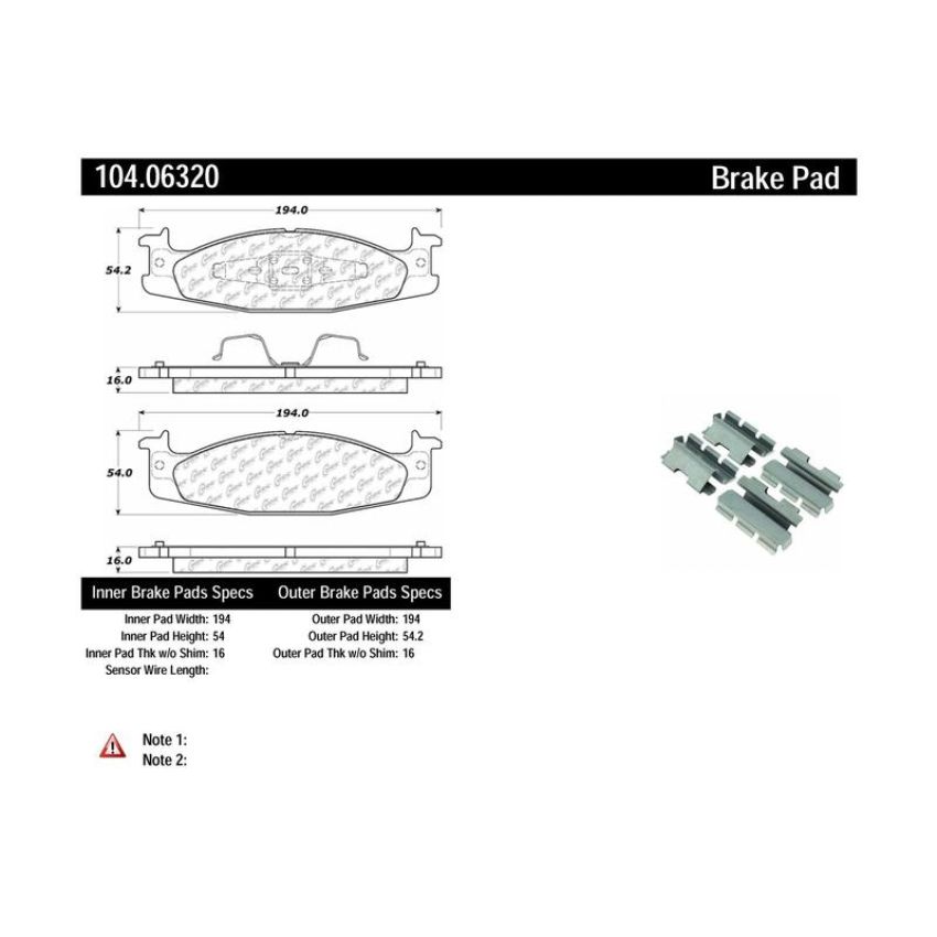 CENTRIC PARTS 104.06320 Posi Quiet Semi-Metallic Brake Pads with Hardware
