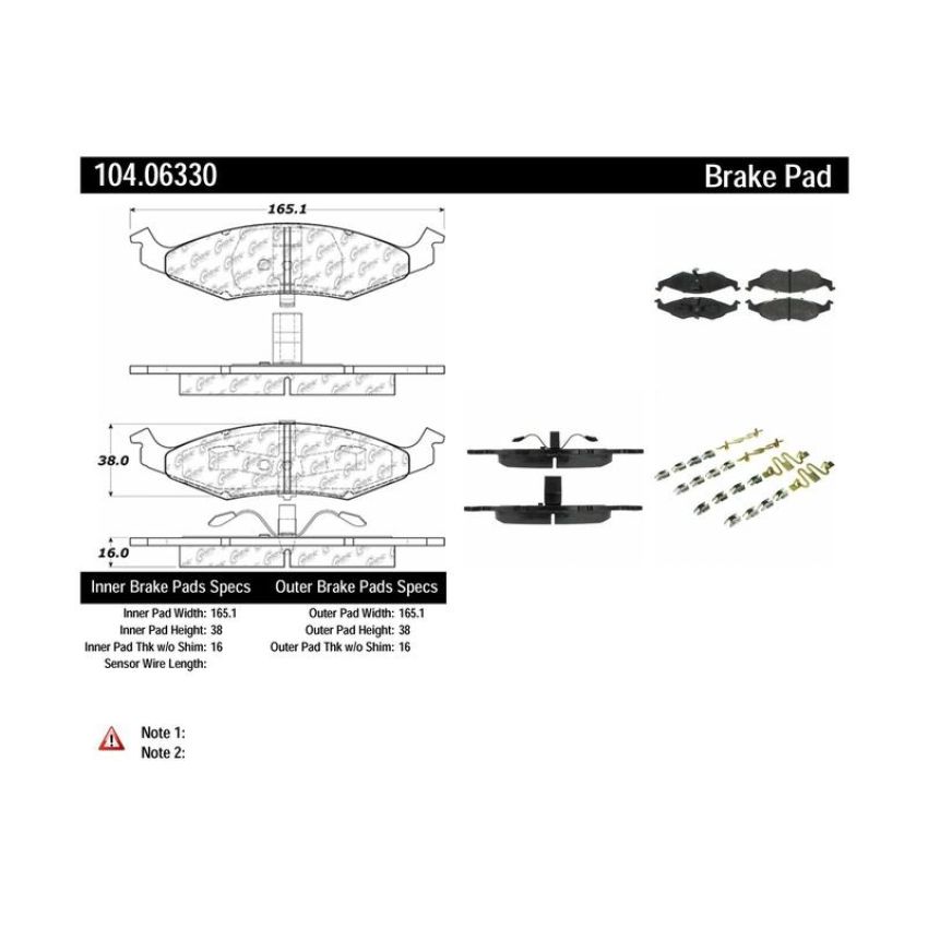 CENTRIC PARTS 104.06330 Posi Quiet Semi-Metallic Brake Pads with Hardware