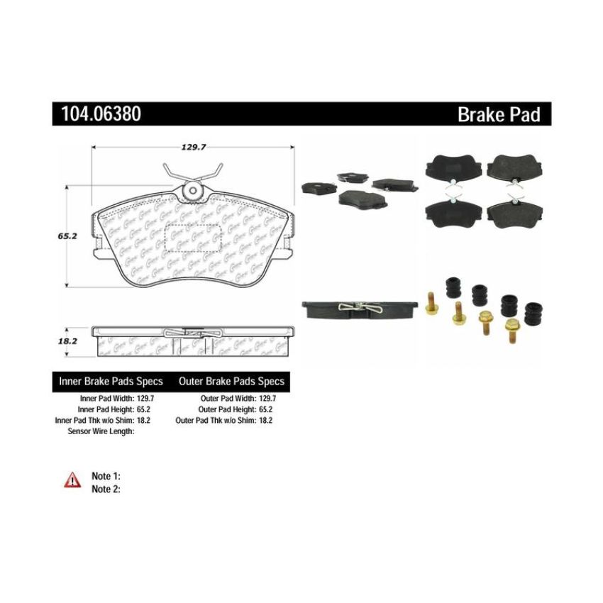 CENTRIC PARTS 104.06380 Posi Quiet Semi-Metallic Brake Pads with Hardware