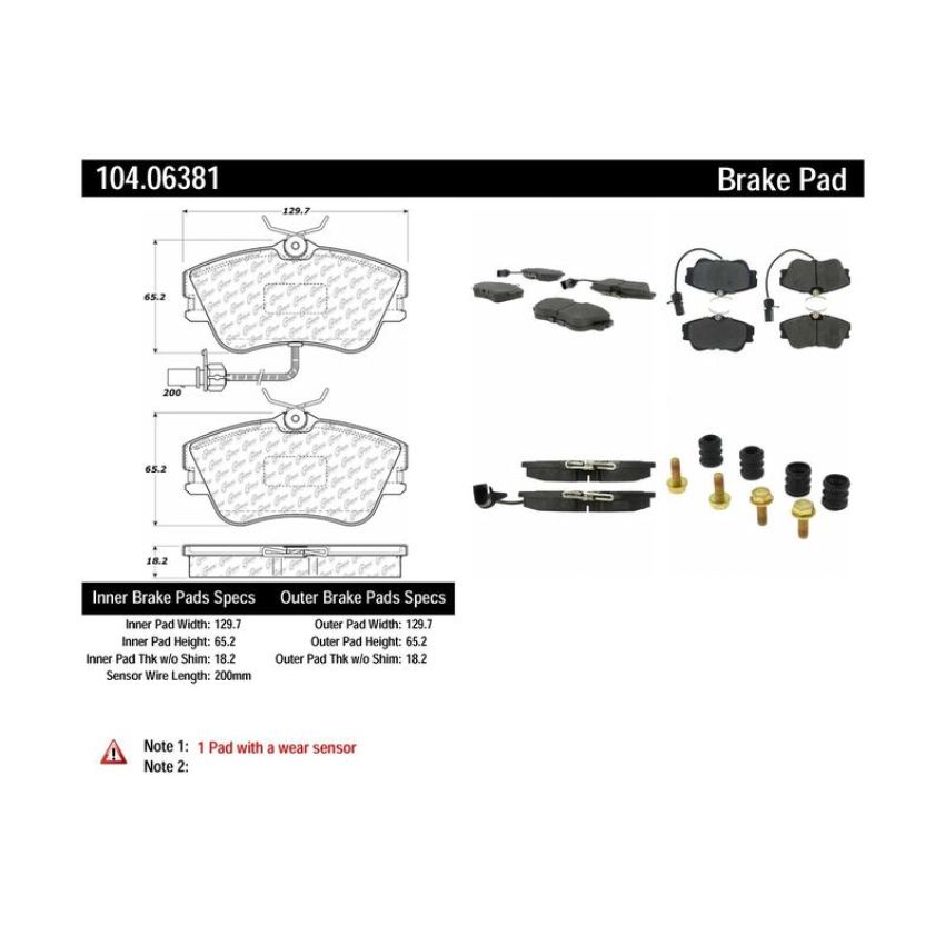 CENTRIC PARTS 104.06381 Posi Quiet Semi-Metallic Brake Pads with Hardware