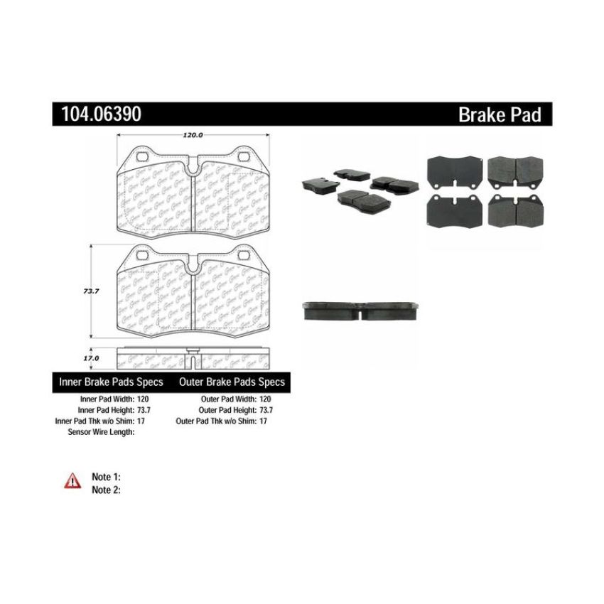 CENTRIC PARTS 104.06390 Posi Quiet Semi-Metallic Brake Pads