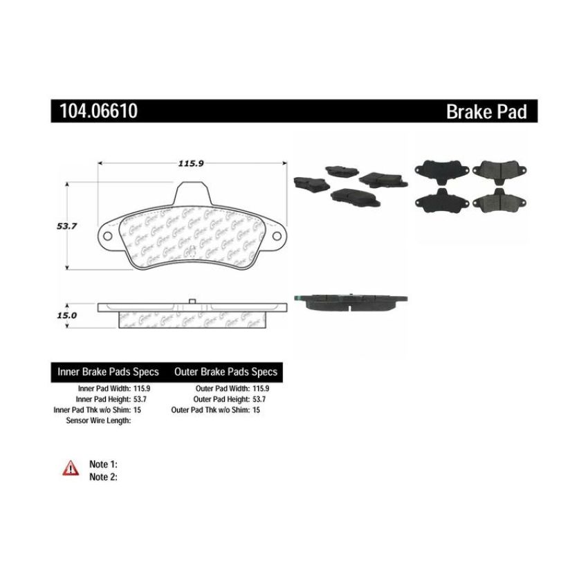 CENTRIC PARTS 104.06610 Posi Quiet Semi-Metallic Brake Pads with Hardware