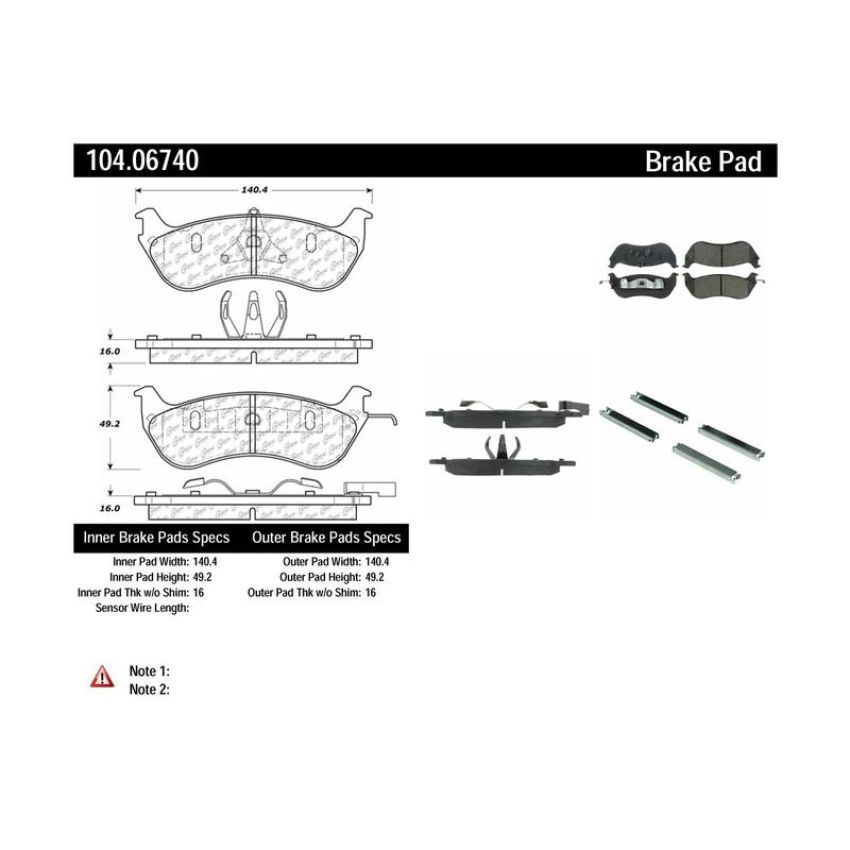 CENTRIC PARTS 104.06740 Posi Quiet Semi-Metallic Brake Pads with Hardware