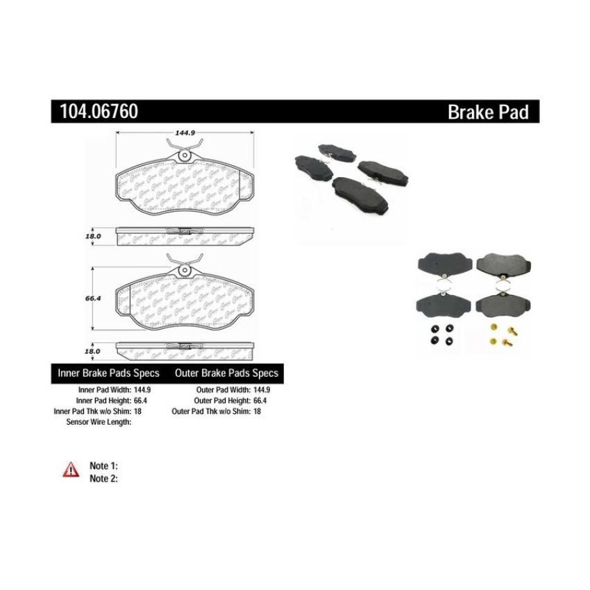 CENTRIC PARTS 104.06760 Posi Quiet Semi-Metallic Brake Pads with Hardware