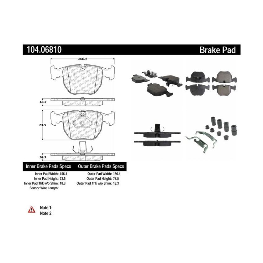 CENTRIC PARTS 104.06810 Posi Quiet Semi-Metallic Brake Pads with Hardware
