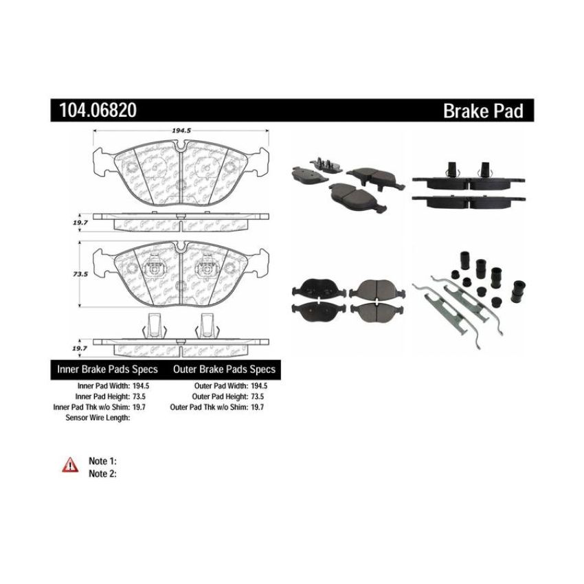 CENTRIC PARTS 104.06820 Posi Quiet Semi-Metallic Brake Pads with Hardware