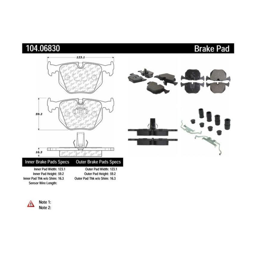 CENTRIC PARTS 104.06830 Posi Quiet Semi-Metallic Brake Pads with Hardware