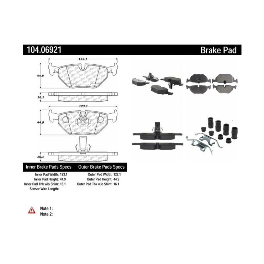 CENTRIC PARTS 104.06921 Posi Quiet Semi-Metallic Brake Pads with Hardware