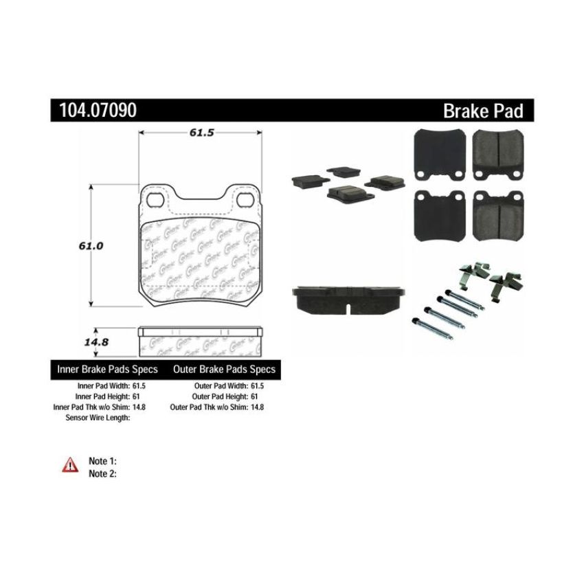 CENTRIC PARTS 104.07090 Posi Quiet Semi-Metallic Brake Pads with Hardware