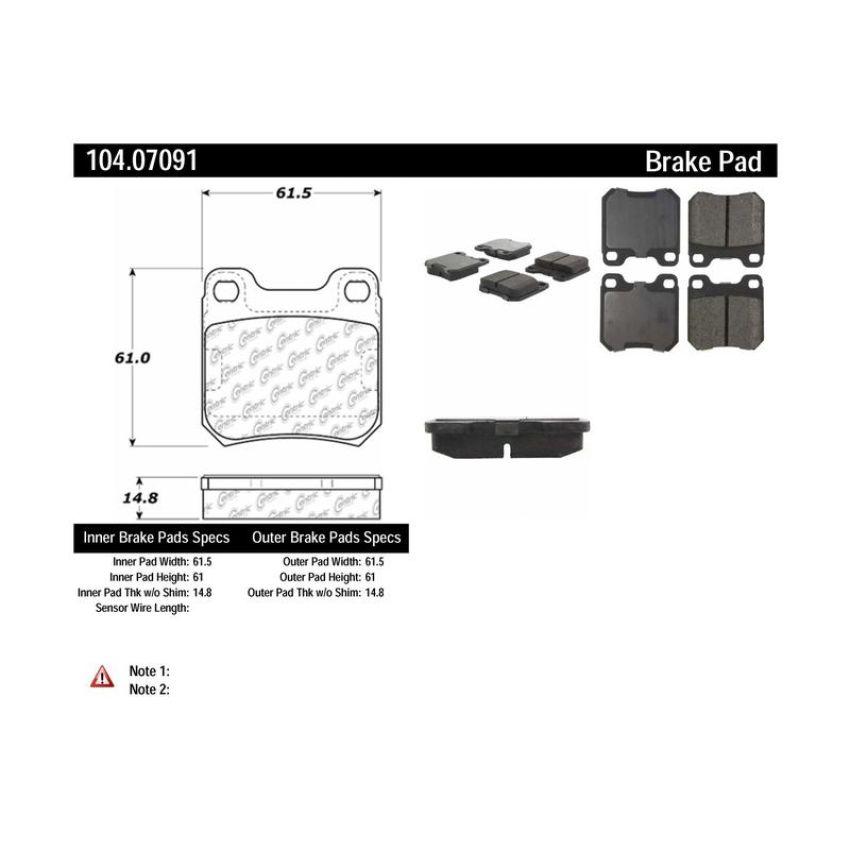 CENTRIC PARTS 104.07091 Posi Quiet Semi-Metallic Brake Pads