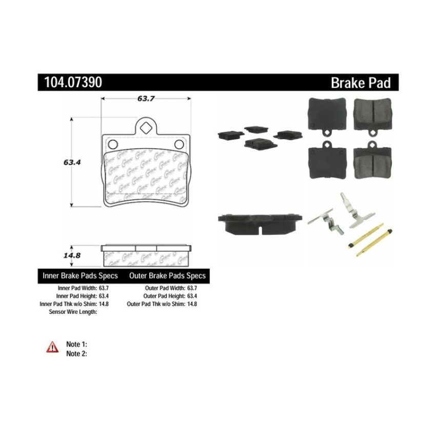 CENTRIC PARTS 104.07390 Posi Quiet Semi-Metallic Brake Pads with Hardware
