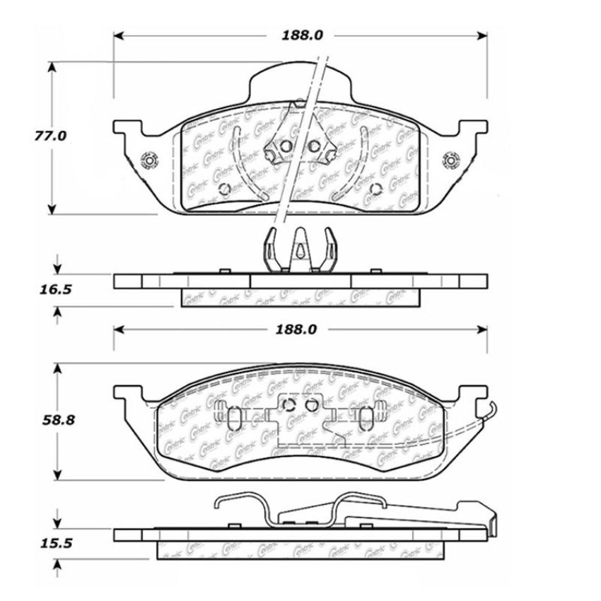 CENTRIC PARTS 104.07600 Posi Quiet Semi-Metallic Brake Pads with Hardware
