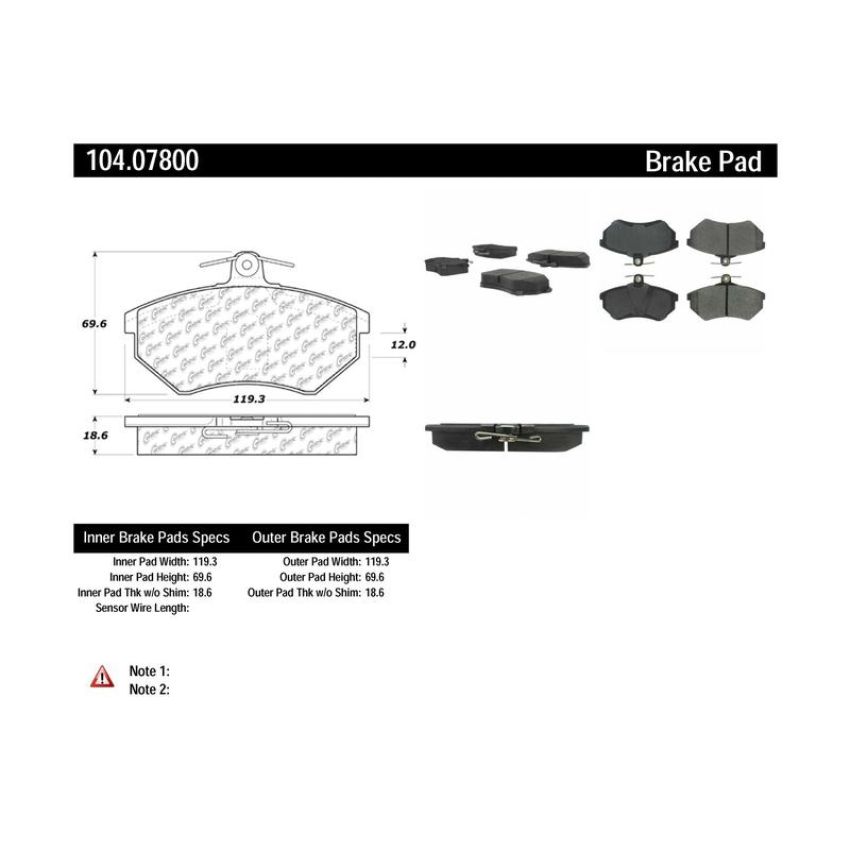 CENTRIC PARTS 104.07800 Posi Quiet Semi-Metallic Brake Pads