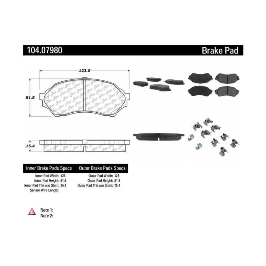CENTRIC PARTS 104.07980 Posi Quiet Semi-Metallic Brake Pads with Hardware