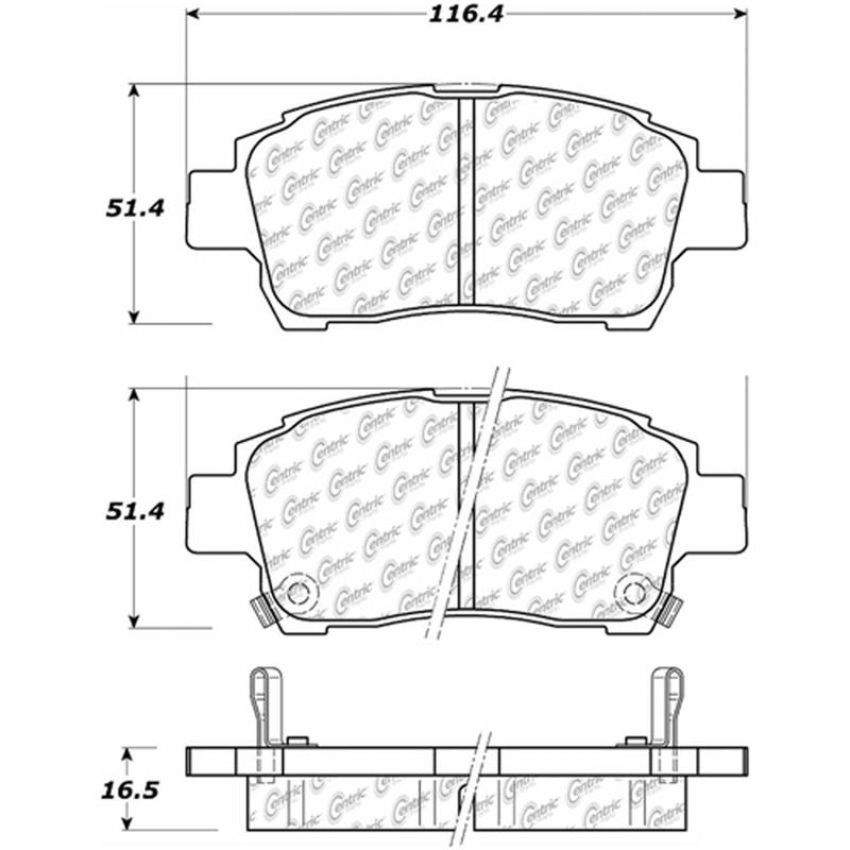 CENTRIC PARTS 104.08221 Posi Quiet Semi-Metallic Brake Pads with Hardware