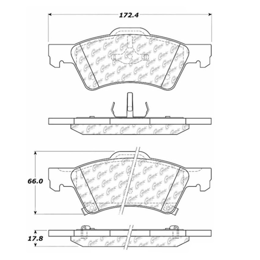 CENTRIC PARTS 104.08570 Posi Quiet Semi-Metallic Brake Pads with Hardware
