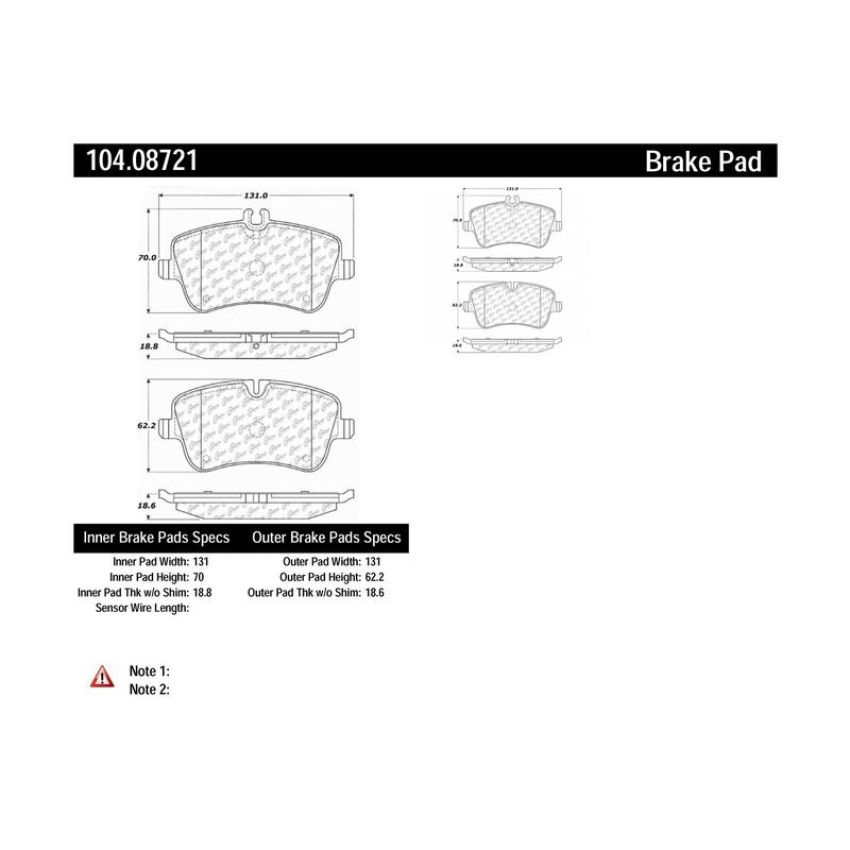 CENTRIC PARTS 104.08721 Posi Quiet Semi-Metallic Brake Pads with Hardware