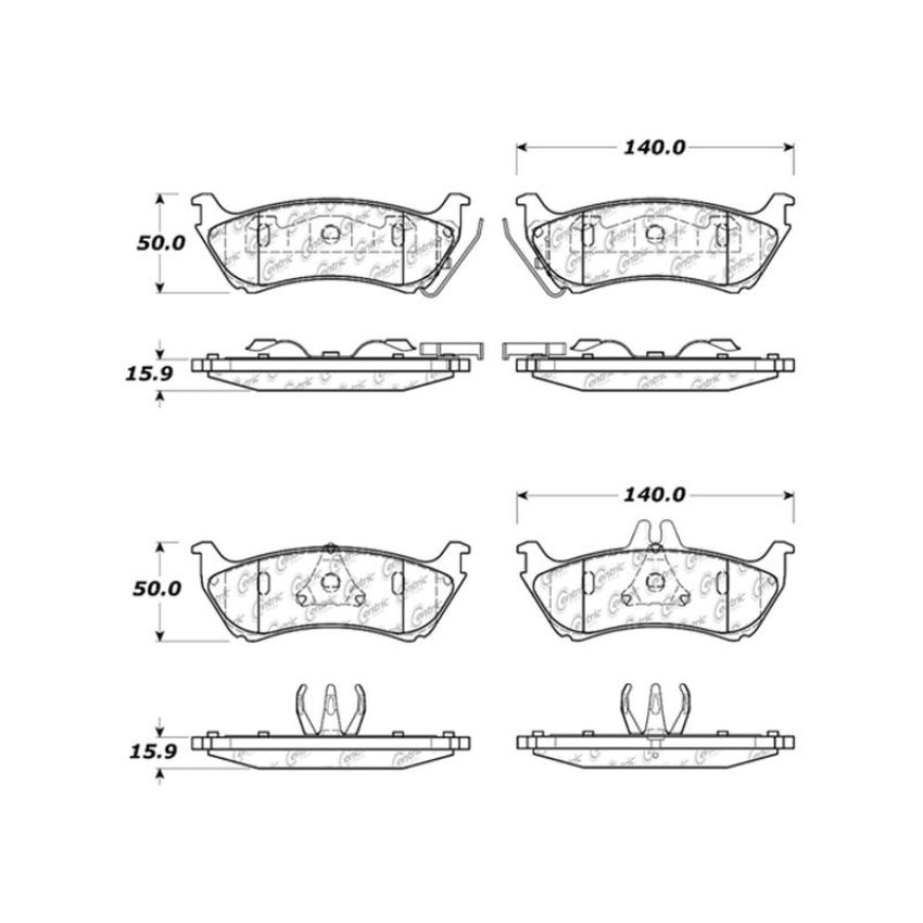 CENTRIC PARTS 104.08750 Posi Quiet Semi-Metallic Brake Pads with Hardware